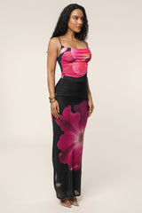 Black Floral Blooming Dawn Maxi Skirt