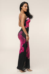 Black Floral Blooming Dawn Maxi Skirt