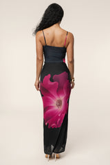 Black Floral Blooming Dawn Maxi Skirt