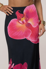 Black Floral Radiance Maxi Skirt