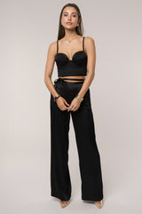 Black Deserae Satin Pants