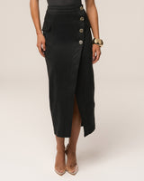 Black Audrey Suede Midi Skirt
