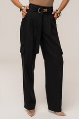Black Alexis Belted Cargo Pants