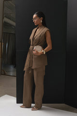 Tan Alexis Belted Cargo Pants