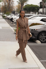 Tan Alexis Belted Cargo Pants