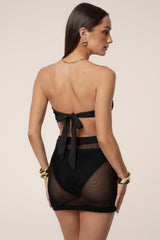 Black Cascade Embroidered Skirt