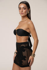 Black Cascade Embroidered Skirt
