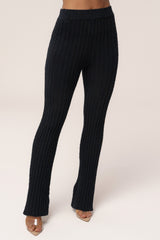 Black Lanah Knit Flare Pants