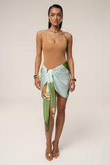 Green Tropical Print Golden Shores Wrap Sarong