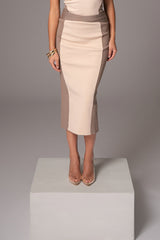 Taupe/Tan Celebration Colorblock Midi Skirt