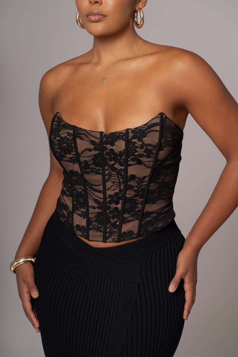 Black Hamptons Ribbed Slit Skirt