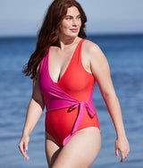 The Perfect Wrap One-Piece - Hibiscus & Grapefruit