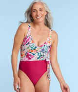 The Perfect Wrap One-Piece - Watercolor Floral in Strawberry