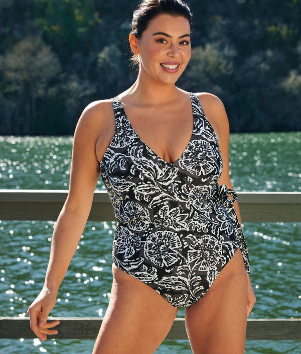 The Perfect Wrap Tankini - Batik in Sea Urchin & White Sand