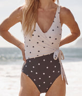 The Perfect Wrap One-Piece - Microfloral in Sea Urchin & White Sand