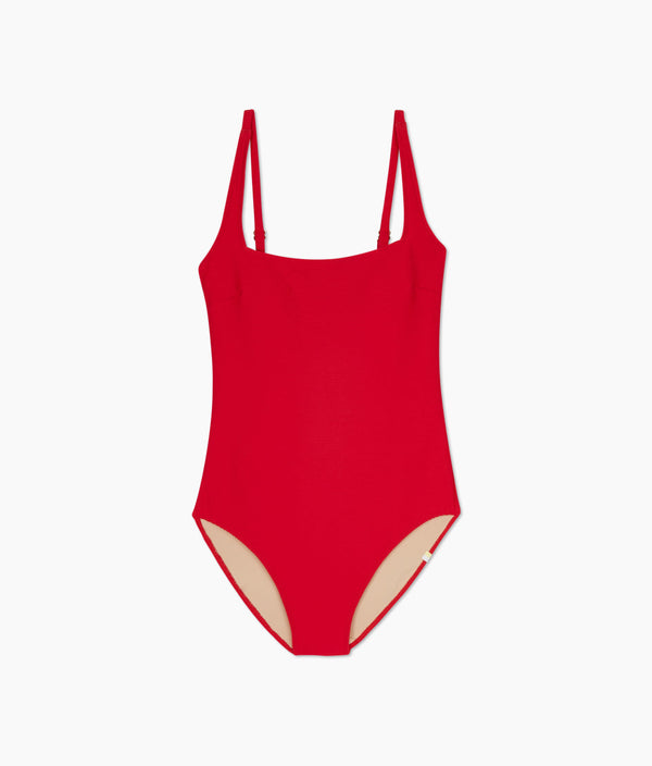 The RippleRib Square Neck One-Piece - Lava
