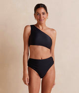 The Ruched High Leg High Rise Bottom - Sea Urchin