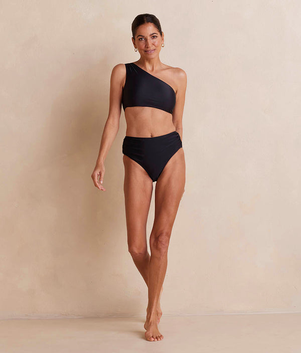 The Ruched High Leg High Rise Bottom - Sea Urchin