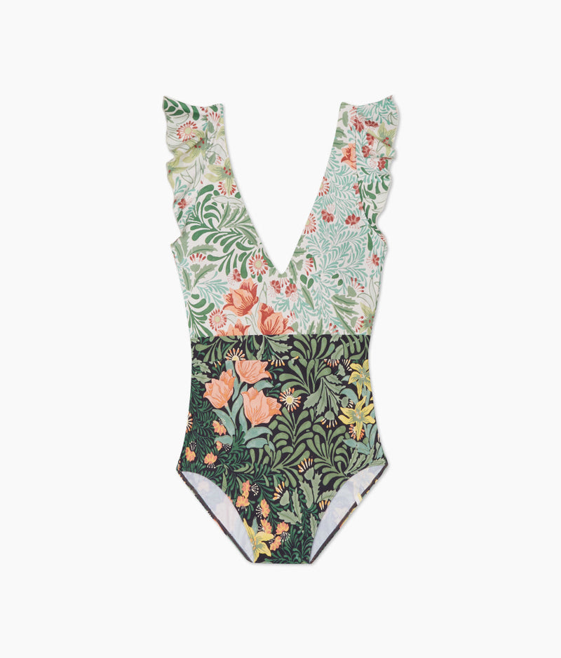 The Long Torso Ruffle Backflip - Bower in Seaglass & Watermelon