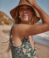The Long Torso Ruffle Backflip - Hyacinth in Sunburst & Teal
