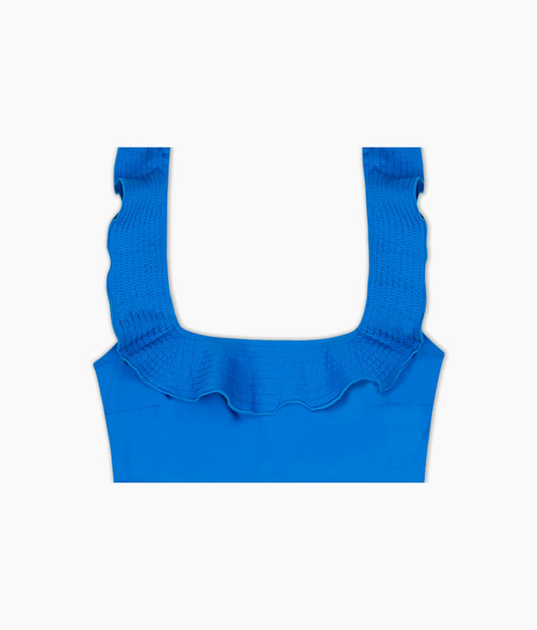 The Ruffle Seaway Square Neck Bikini Top - Azure