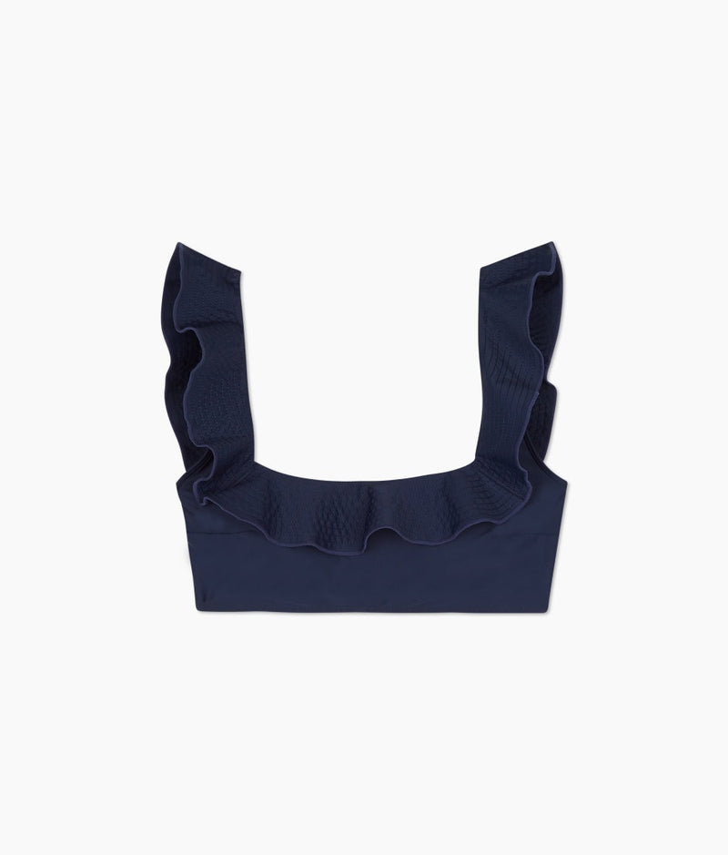 The Ruffle Seaway Square Neck Bikini Top - Deep Sea