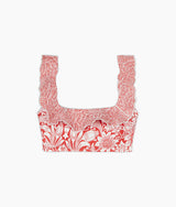 The Ruffle Seaway Square Neck Bikini Top - Sunflower and Yew & Aril in Watermelon