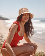 The RippleRib Ruffle One-Piece - Lava