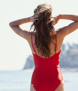 The Long Torso Sea Breeze Cutout One-Piece - Lava & Hibiscus