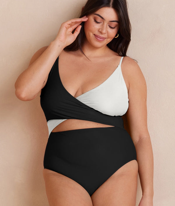 The Sea Breeze Cutout One-Piece - Sea Urchin & White Sand
