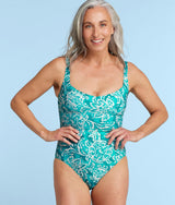 The Seascape Sweetheart One Piece - Batik in Seafoam & Harbor