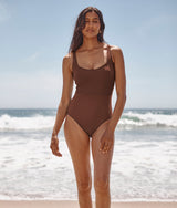The Long Torso Seascape Sweetheart One Piece - Mocha