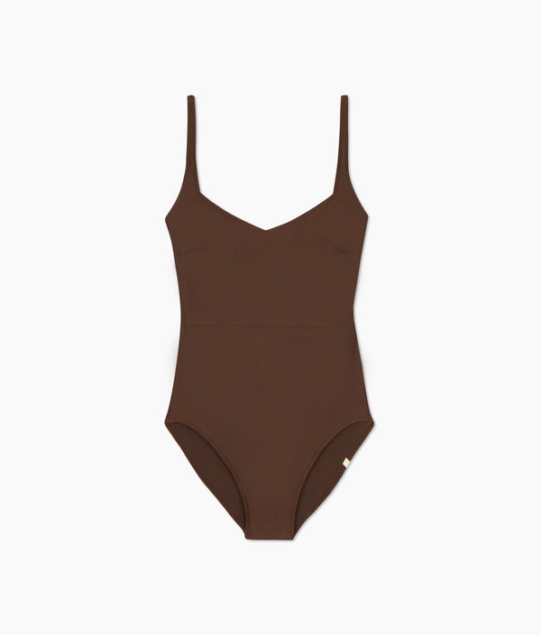 The Long Torso Seascape Sweetheart One Piece - Mocha