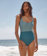 The Long Torso Seascape Sweetheart One Piece - Bluestone & Mist