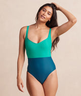 The Long Torso Seascape Sweetheart One Piece - Seaglass & Seaweed