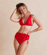 The Side-Tie High Leg High Rise Bottoms - Lava