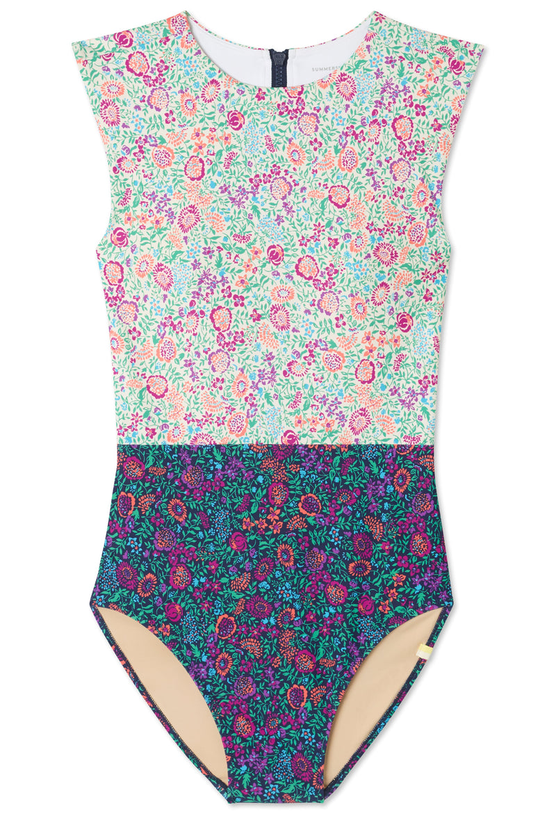The Surf - Radiant Floral Mix in Deep Sea & White Sand
