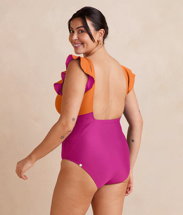 The Ruffle Backflip - Hibiscus & Tangerine