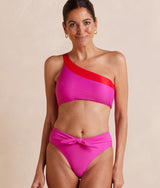The Tie Belt High Leg Mid Rise Bottom - Hibiscus