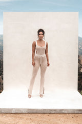 Taupe/White Faya Ribbed Pants
