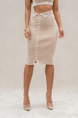 Taupe/White Over The Top Skirt