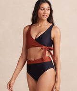 The Wrap High Leg High Rise Bikini Bottom - Amber & Sea Urchin