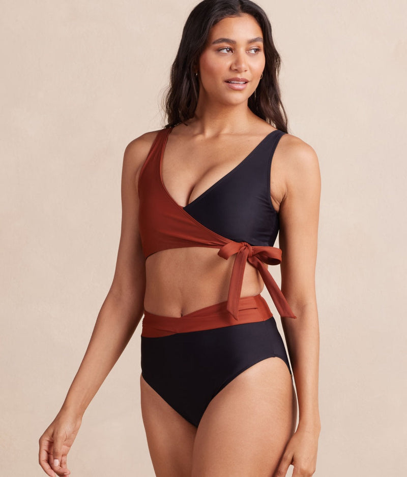 The Wrap High Leg High Rise Bikini Bottom - Amber & Sea Urchin